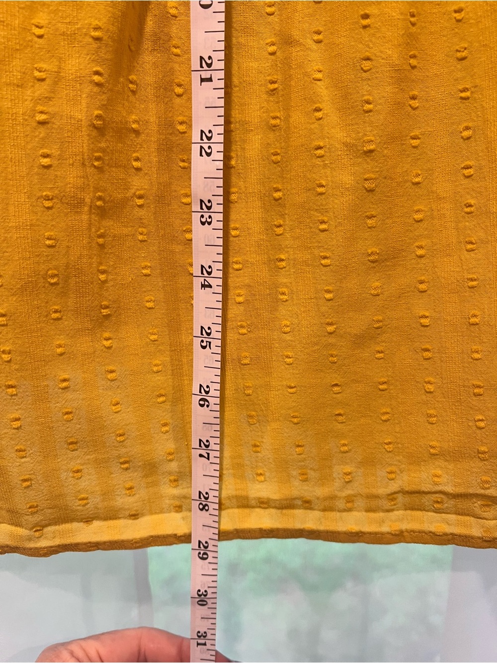 BloomChic Mustard Yellow Textured Peasant Top with Tassel - Picture 4 of 5